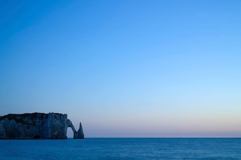 Rock arch Falaise or Porte d'Aval and rock needle Aiguille, Étretat, sea, steep coast, cliffs,