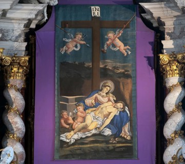 Lenten cloth, 18th century, in the Neustift monastery, Stiftstr. 1, Vahrn near Brixen, South Tyrol,