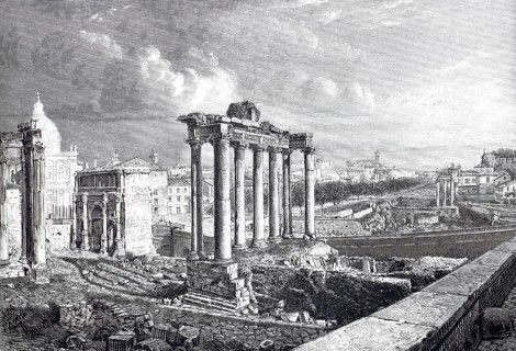 The Roman Forum in 1870, Rome, Italy, digitally enhanced reproduction from a 19th century original,