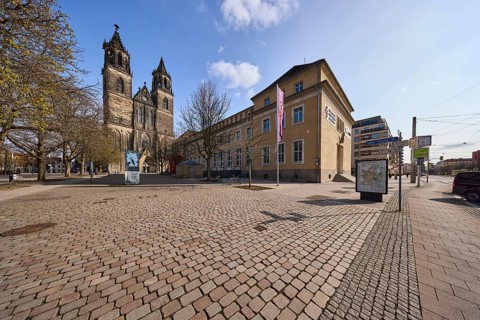 Cathedral Museum Ottonianum Magdeburg, cathedral, museum, bare wintry trees, general architecture,