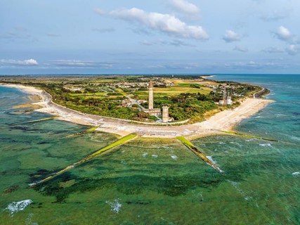 WHALE LIGHTHOUSE from a drone, Saint-Clement-des-Baleines, Atlantic, France