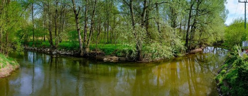 Main River confluence or Main River source, Red and White Main, Melkendorf near Kulmbach, Upper