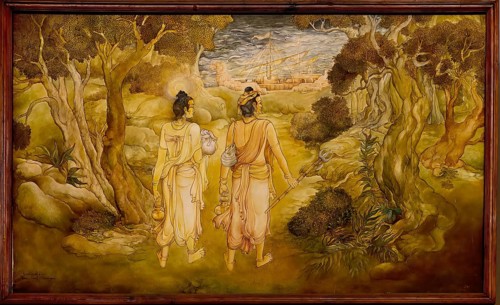 Temple of the sacred Tooth Relic or Sri Dalada Maligawa, Painted panel depicting the history of the