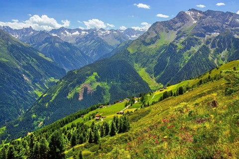 Mountain landscape in the Penken hiking area, Mayrhofen, Zillertal, Zillertal Alps, Tyrol, Austria