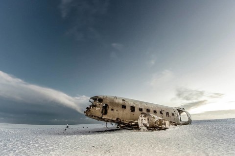 Planewreck from Sólheimasandur, in southern iceland, Winter, Sunset, Beach, Iceland* Planewreck