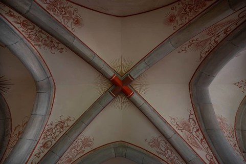Ceiling vault of the late Romanesque Bruderhalle, built around 1200, painted in 1528, Bebenhausen
