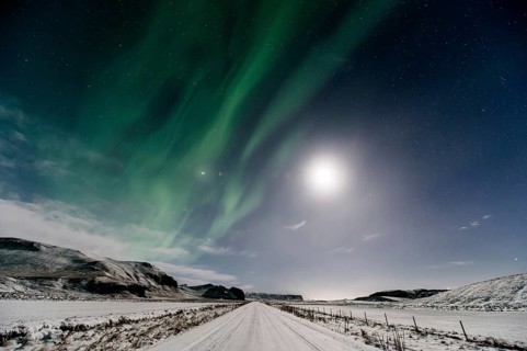Northern Lights, Close to Vik, Ring Road, Mountains, Frost, Winter, Cold, Snow, Night, Iceland*