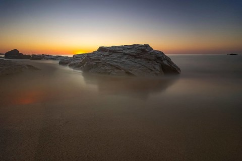 The sun rises on the Costa Rei, a stretch of coastline on the Italian Mediterranean island of
