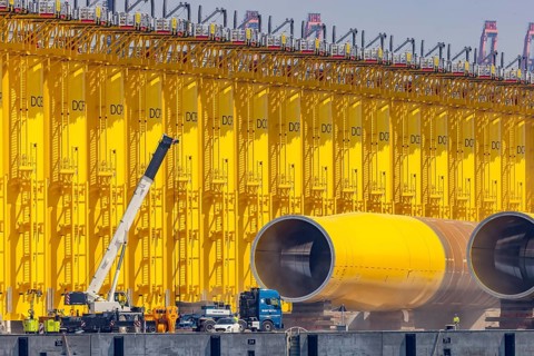 SIF Offshore Foundations, production of monopiles for offshore wind turbines. Foundations for wind