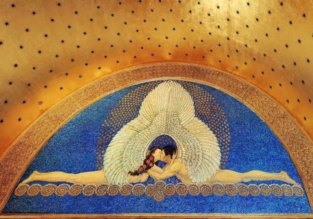 Mosaic entitled The Kiss by Friedrich Wilhelm Kleukens in the Wedding Tower, Mathildenhöhe,