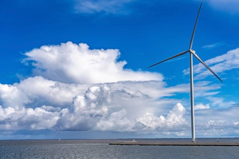 Strekdammen Wind Farm, wind farm at the seaport of Eemshaven in the Netherlands, built on offshore