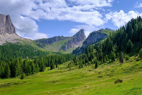 On the way to the Giau Pass, near Cortina d'Ampezzo, Dolomites, Trentino, Italy