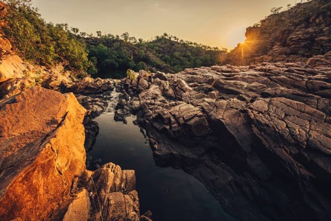 Sunrise Edith Falls in northern Australia, Australia