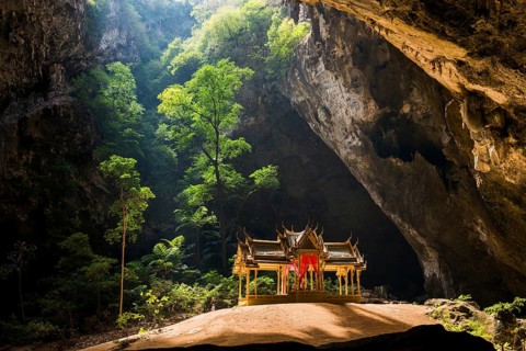 Temple in a stalactite cave, Phraya Nakhon Cave, Khao Sam Roi Yot National Park, Hua Hin, Prachuap