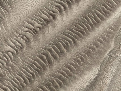 Patterns in the sand of the Namib Desert. Aerial view. Drone shot. Skeleton Coast National Park,