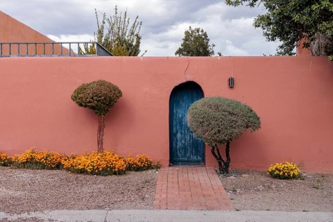 Pueblo style adobe architecture in Mesilla, New Mexico
