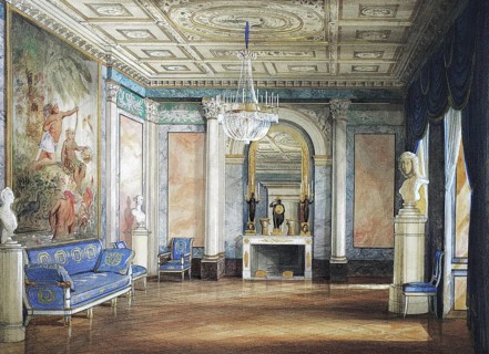 Reception room in Ehrenburg Castle, 1845, Coburg, Upper Franconia, Bavaria, Germany, Historic,