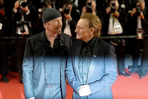 Cannes, France - 16.5.2024: The Edge and U2 singer Bono during the Bono: Stories Of Surrender red