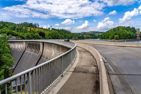 The Aggertalsperre dam in Oberbergisches Land, near Bergneustadt, operated by the Aggerverband, 45