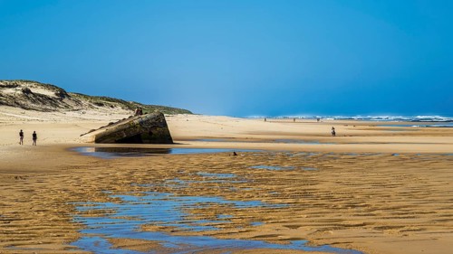 German bunker from World War II on Contis beach, Saint Julien en Born, Saint-Julien-en-Born,