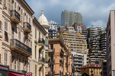 House facades, Monte Carlo, Cote d'Azur, Monaco