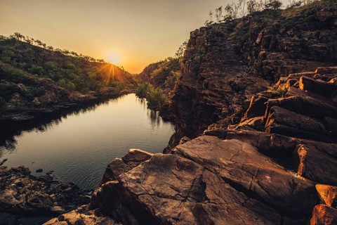 Sunrise Edith Falls in northern Australia, Australia
