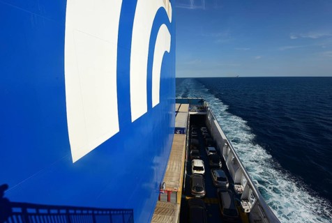 A car ferry of the GNV shipping company on its way from Palermo / Sicily shortly in front of