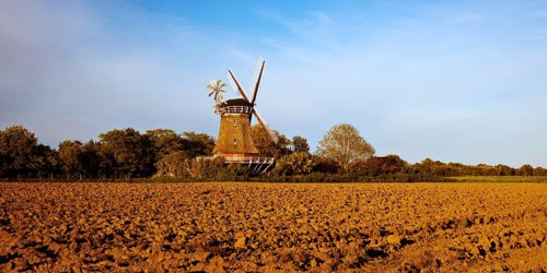 Traditional windmill in Oldsum, Föhr, North Frisia, Germany