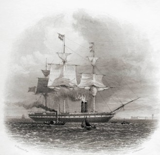 The SS Great Britain leaving Liverpool, England in 1853, from the Cyclopaedia of Useful Arts and