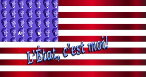 Symbolic image, Trump as owner of the USA, no more United States, democracy versus autocracy,