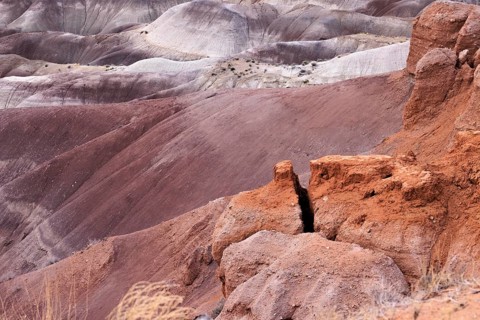 Colorful deposits of the Chinle Formation exposed at Little Painted Desert County Park near