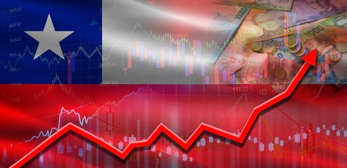 Chile financial growth on market graph. Chile economic growth on financial graph
