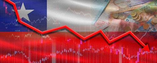 Chile financial crisis on economic graph. Financial fall of Chile on economy market