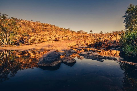 Bell Gorge, The Kimberleys, waterfall, sunrise in the outback, Australia