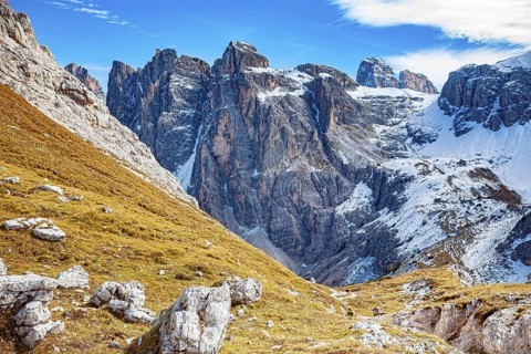 The Three Peaks in the Sesto Dolomites on the border between the provinces of Belluno in the south
