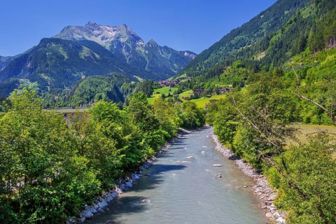 Stilluppbach with the Grinbergspitzen 2884m, Mayrhofen, Zillertal, Zillertal Alps, Tyrol, Austria