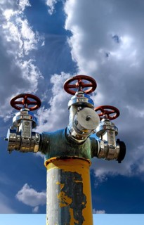Water hydrant, cloudy sky, Marksboro, New Jersey, USA