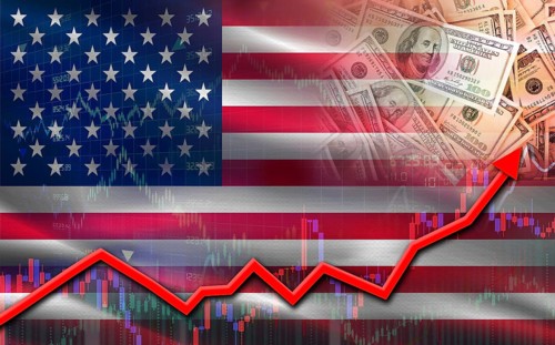USA economic growth on financial graph. USA financial growth on market graph