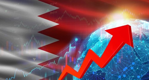Global financial growth with Bahrain flag. Financial growth with Bahrain flag on economic