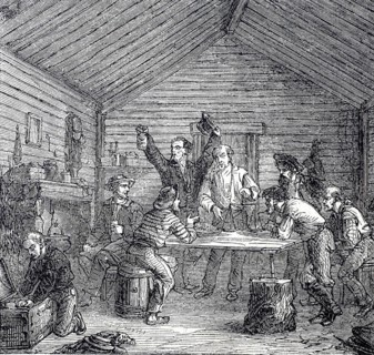 Gold prospecting, sale of gold dust in California, around 1860, America, digitally enhanced