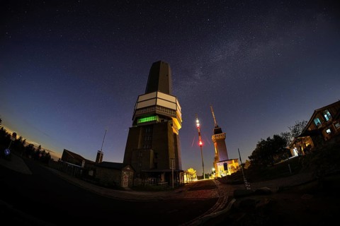 The Milky Way passes over the summit of the Großer Feldberg in the Taunus, near Frankfurt am Main,
