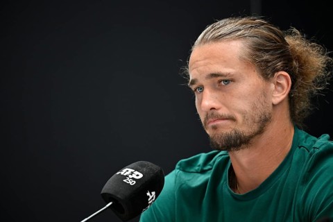 Press conference, PK, portrait, Alexander Zverev GER, disappointed, gestures, gesture, tennis, ATP