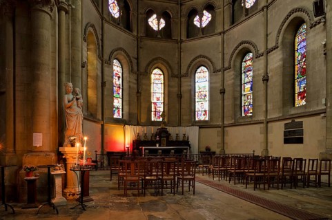 Choir room with altar, interior view, Église Notre-Dame Cathedral, Épernay, Champagne, Marne,