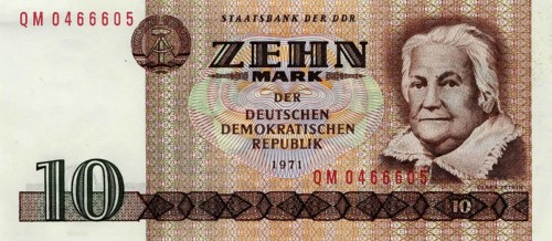 Banknote, banknote, 10 Mark, 1971, GDR, reproduction of a historical banknote