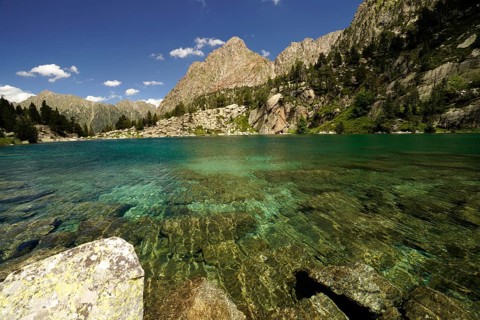 Lake Estany de Monestero in the Aigüestortes i Estany de Sant Maurici National Park, Catalonia,