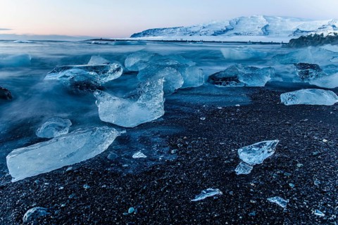 Jökulsarlon, Icebergs, Ice, Cold, Glacier lake, Vatnajökull Glacier, Winter, Beach, Sunrise, Ocean,