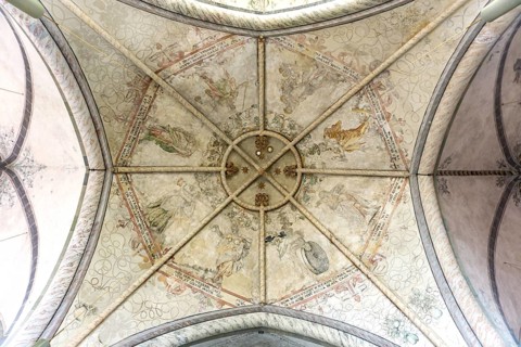 Painted dome in the Great St Mary's Church in Lippstadt, North Rhine-Westphalia, Germany
