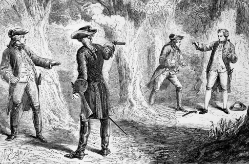 The pistol duel between the politician Samuel Martin and John Wilkes, another more radical