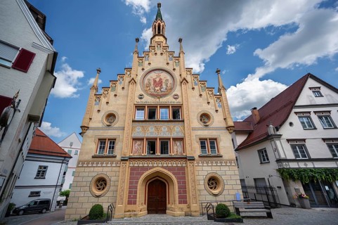 Historic Heilig Geist hospital, mentioned in the 13th century, neo-Gothic façade in 1856, Bad