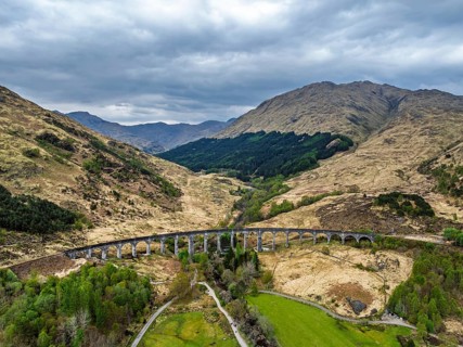 Glenfinnan Viaduct, River Finnan, Loch Shiel, West Highland, Scotland, United Kingdom